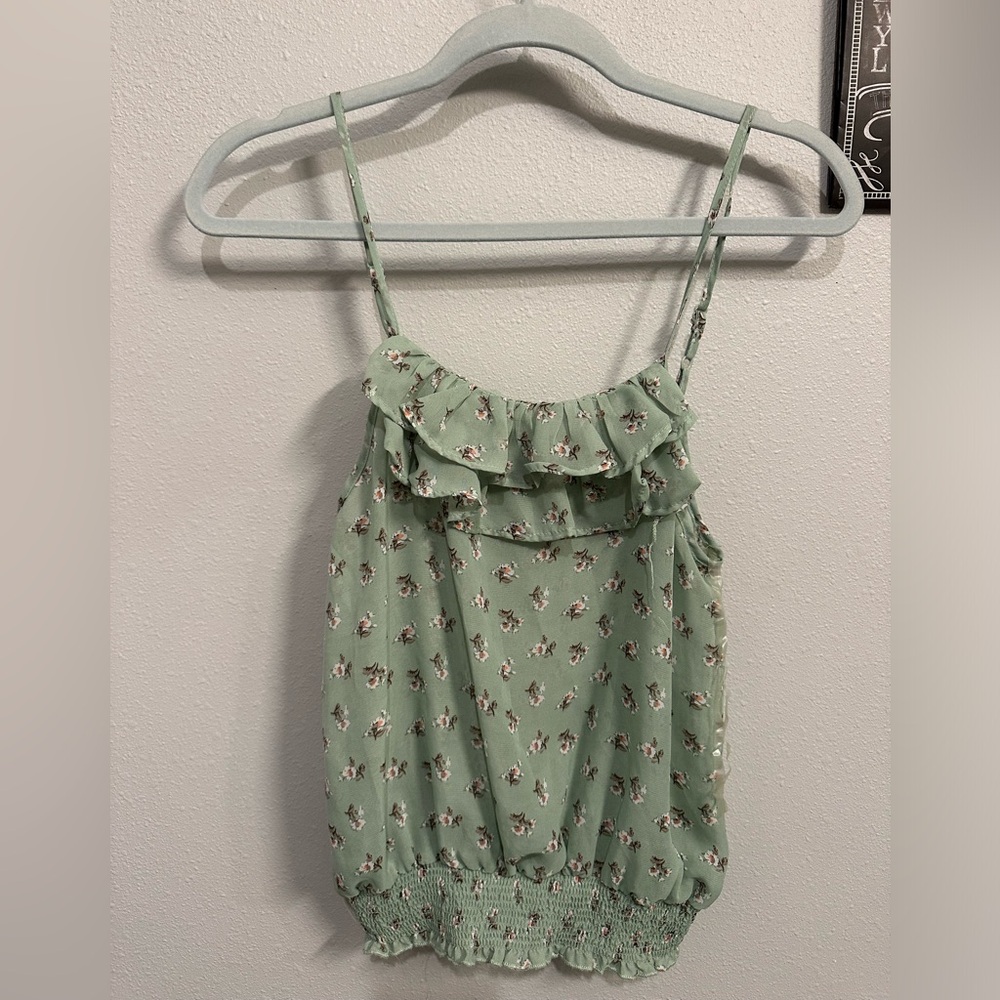 Green Floral Top